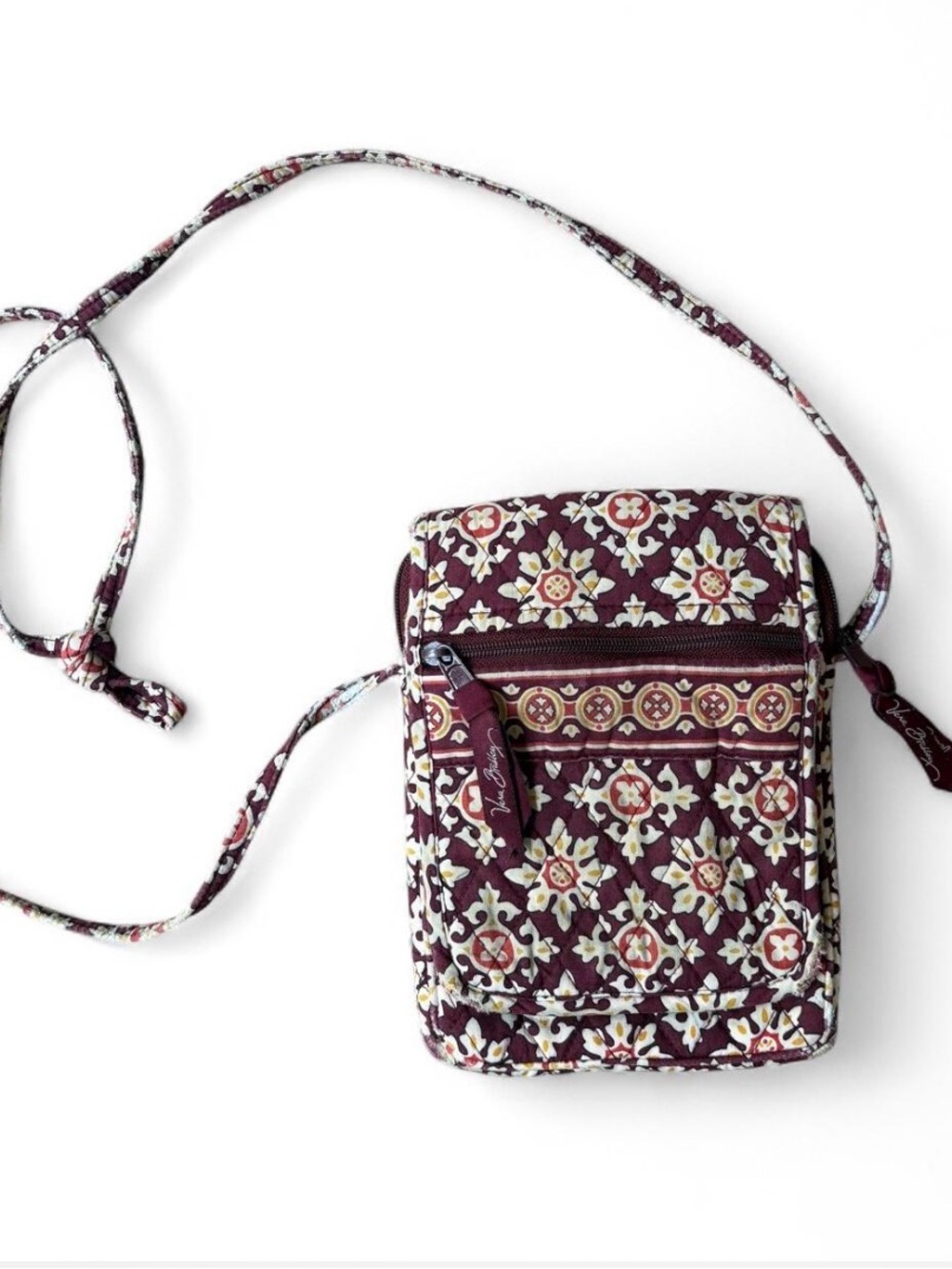 Vera Bradley Vintage Medallion Mini Hipster Crossbody Bag Maroon Red Boho Y2K
